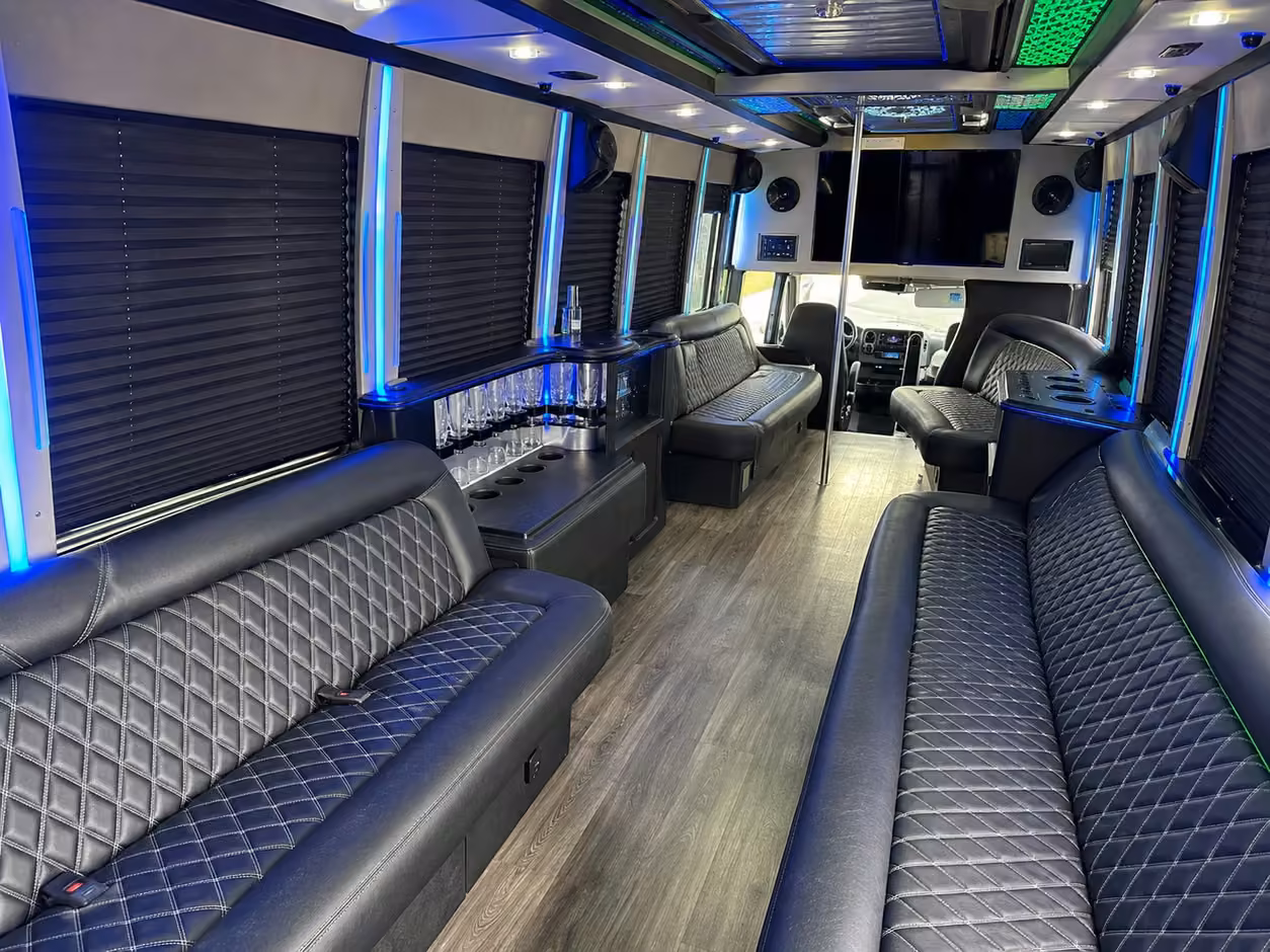 15 passenger party bus inside