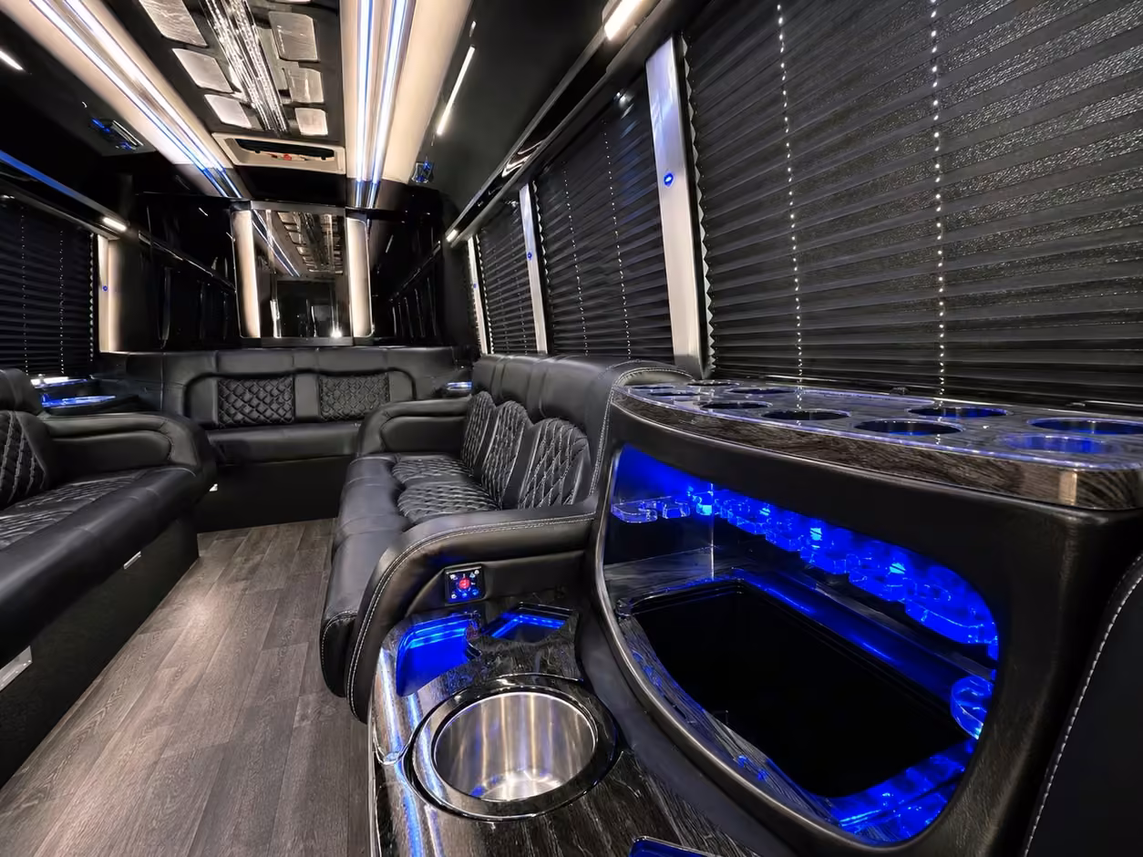 18 passenger party bus inside