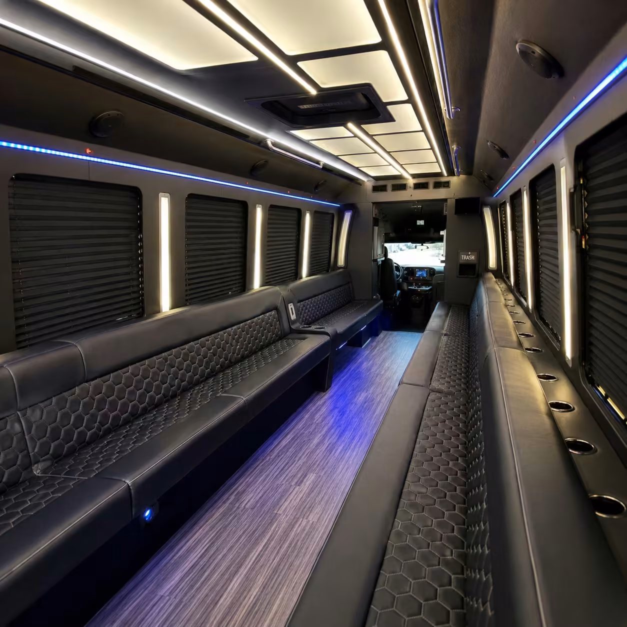 30 passenger party bus inside