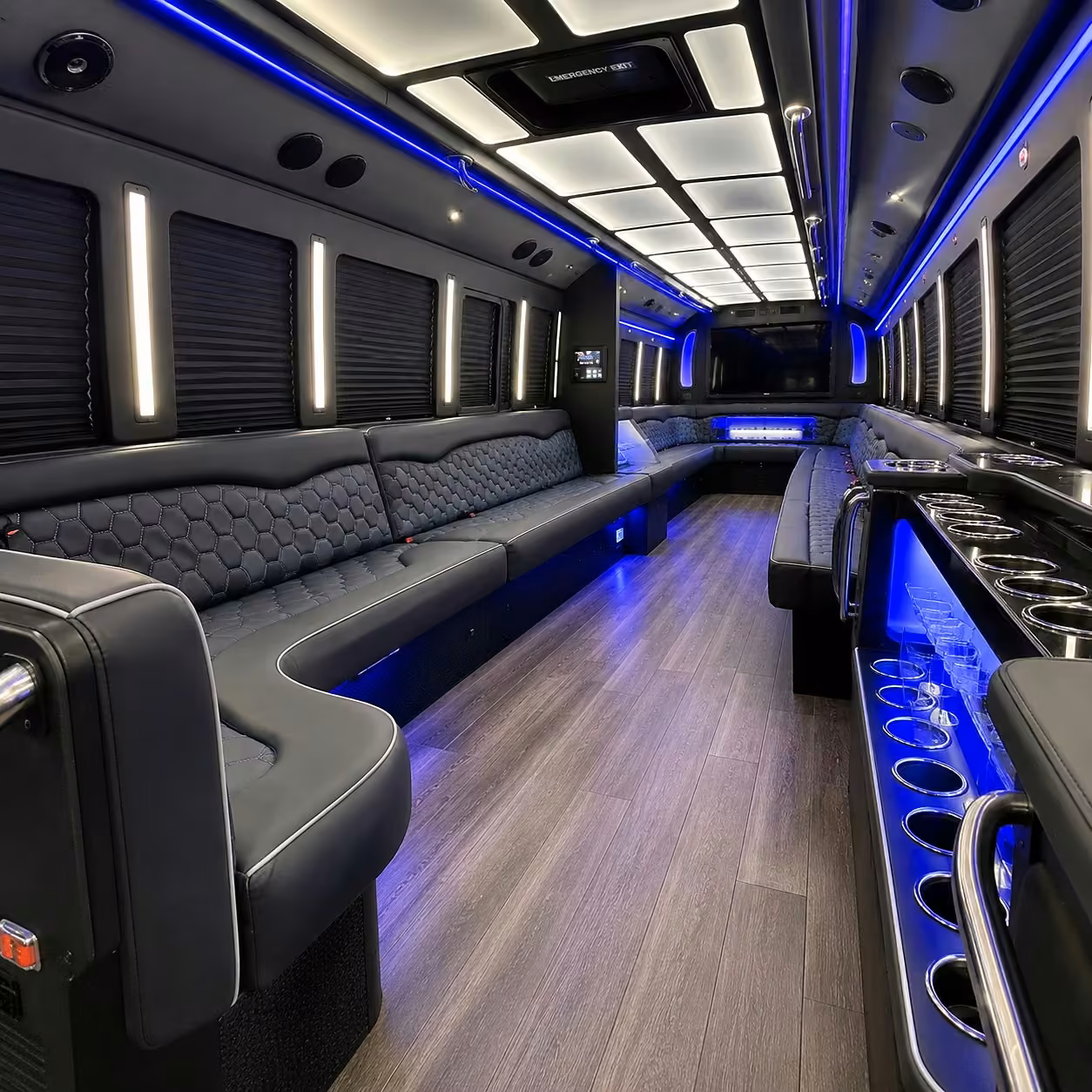 40 passenger party bus interior